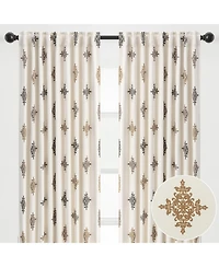 Chanasya Premium 2-Panel Ornamental Damask Room Darkening Curtains - 3-in-1 Back Tab, Rod Pocket, Ring Tab - for Windows Living Room Bedroom