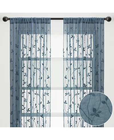 Chanasya Premium Embroidered Vine Curtains - Sheer for Living Room, Bedroom, Kitchen 52" x 96" White, 2 Panels