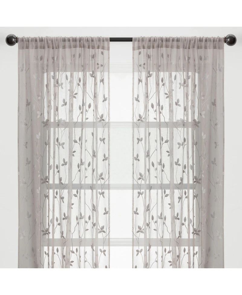 Chanasya Premium Embroidered Vine Curtains - Sheer for Living Room, Bedroom, Kitchen 52" x 96" White, 2 Panels