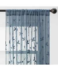 Chanasya Premium Embroidered Vine Curtains - Sheer for Living Room, Bedroom, Kitchen 52" x 108" White, 2 Panels