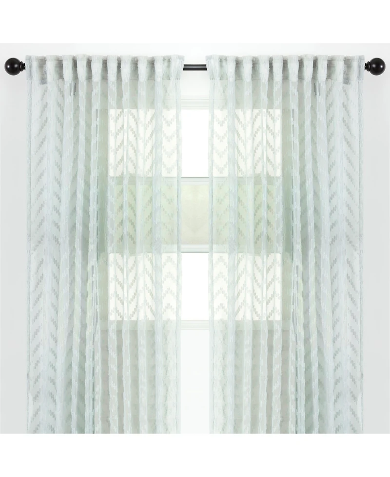 Chanasya Premium 2-Panel Moroccan Embroidered Design Textured Sheer Curtain Panels
