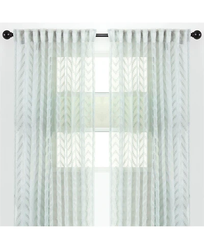 Chanasya Premium 2-Panel Moroccan Embroidered Design Textured Sheer Curtain Panels