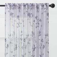 Chanasya Premium 2-Panel Floral Textured Sheer Curtain Panels - 3-in-1 Back Tab, Rod Pocket