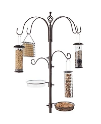 Best Choice Products 89in 6-Hook Bird Feeding Station, Steel Multi-Feeder Stand w/ 4 Feeders, Tray, Bird Bath