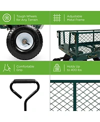 Best Choice Products Heavy-Duty Steel Garden Wagon Lawn Utility Cart w/ 400lb Capacity, Removable Sides, Handle - Gray