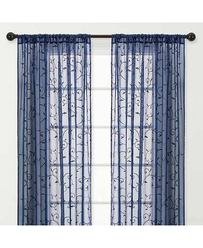 Chanasya Premium Embroidered Swirl Vine Curtains - Sheer for Living Room, Bedroom, Kitchen 52" x 63" Sage, 2 Panels