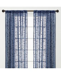 Chanasya Premium Embroidered Swirl Vine Curtains - Sheer for Living Room, Bedroom, Kitchen 52" x 63" Sage, 2 Panels