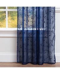 Chanasya Premium Embroidered Swirl Vine Curtains - Sheer for Living Room, Bedroom, Kitchen 52" x 63" Sage, 2 Panels