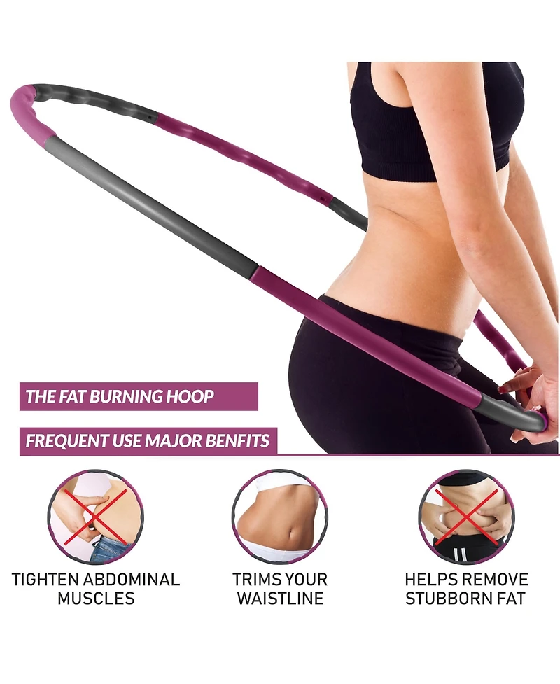 HolaHatha 900G 6 Piece Weighted Fitness Hula Hoop for Home Workouts and Toning