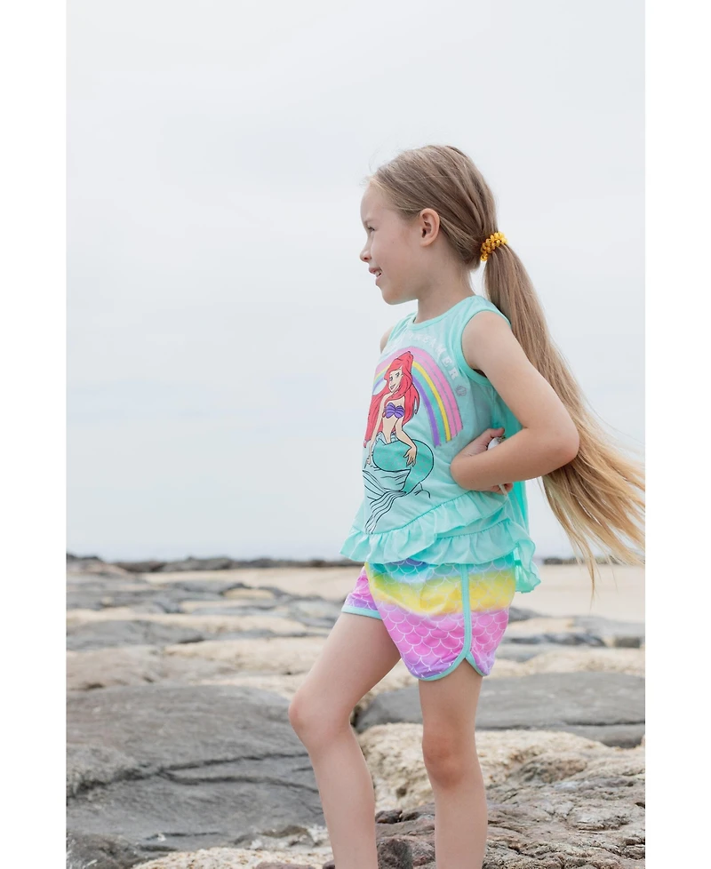 Disney Toddler Girls Princess Moana Belle Minnie Mouse Nightmare Before Christmas Tank Top and French Terry Shorts to