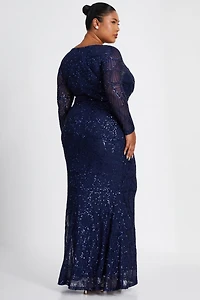 Quiz Women's Sequin Long Sleeve Maxi Dress