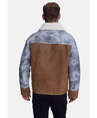 Furniq Uk Men's Fashion Jacket, Stoning Light Brown With White Curly Wool