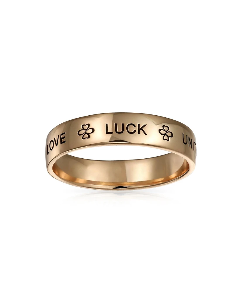 Bling Jewelry Ayllu Amulet Talisman Intertwine Symbol Heart Infinity Clover Love Luck Unity Band Ring Rose Gold Plated .925 Sterling Silver 4MM