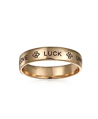 Bling Jewelry Ayllu Amulet Talisman Intertwine Symbol Heart Infinity Clover Love Luck Unity Band Ring Rose Gold Plated .925 Sterling Silver 4MM