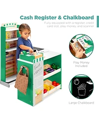 Best Choice Products Kids Pretend Play Grocery Store Wooden Supermarket Set w/ Chalkboard, Cash Register
