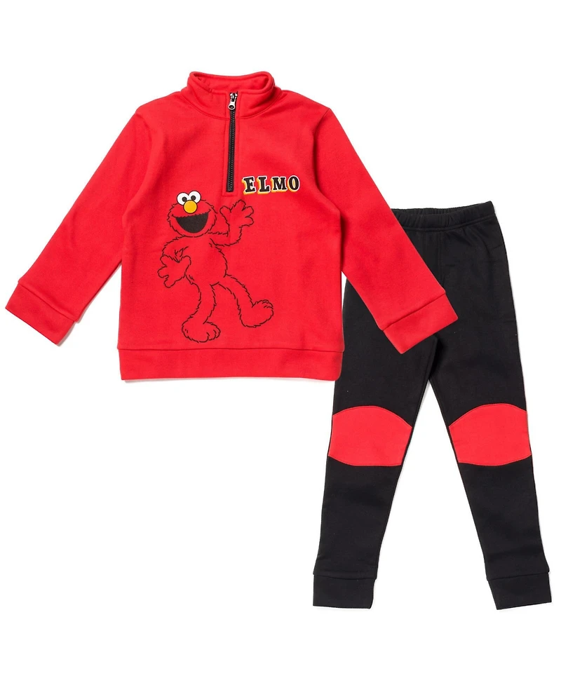 Sesame Street Toddler Boys Elmo Fleece Half Zip Sweatshirt and Pants Set