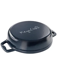 MegaChef 2 Quart Round Enameled Cast Iron Braiser Pan Dark Blue