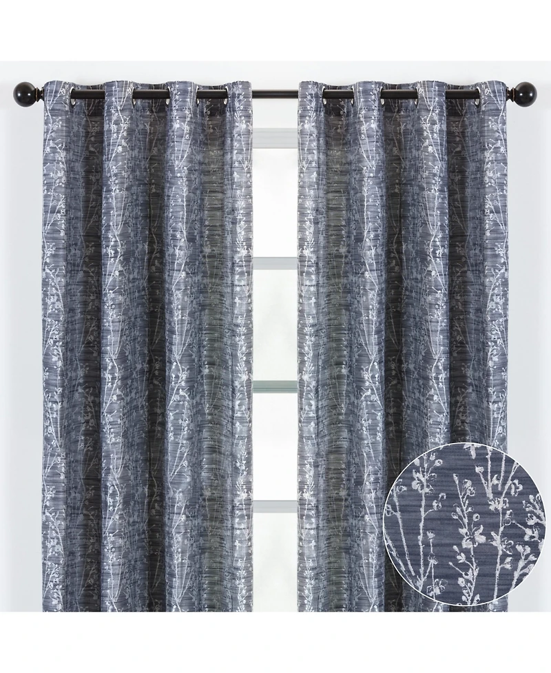 Chanasya Premium 2-Panel Floral Jacquard Textured Beige Curtains with Grommets for Windows Living Room Bedroom Office