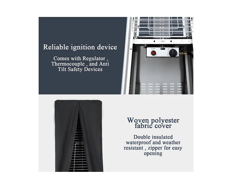 42000 Btu Outdoor Black Pyramid Patio Heater with Cover