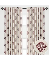 Chanasya Premium 2-Panel Ornamental Damask Room Darkening Curtains - 3-in-1 Back Tab, Rod Pocket, Ring Tab for Windows Living Bedroom