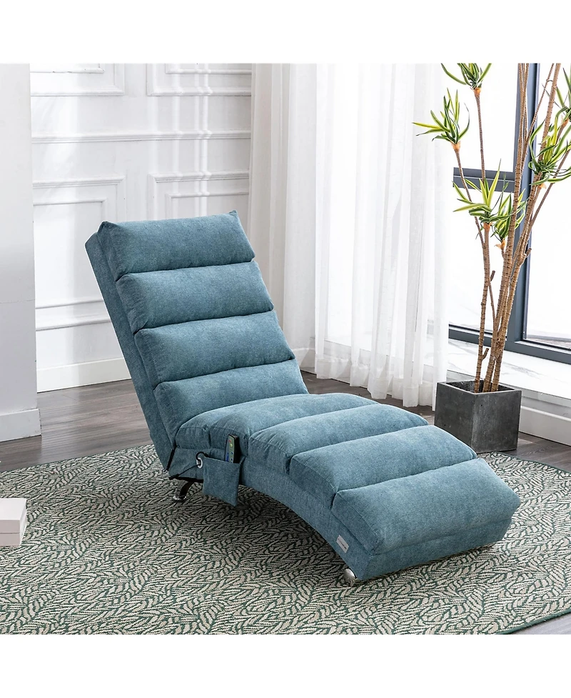 Mondawe Orange Recliners Chair Indoor with Remote Control,Ergonomic Electric Massage Long Lounger