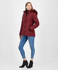 Michael Michael Kors Women's Faux-Fur-Trim Hooded Puffer Coat, Created for Macy's