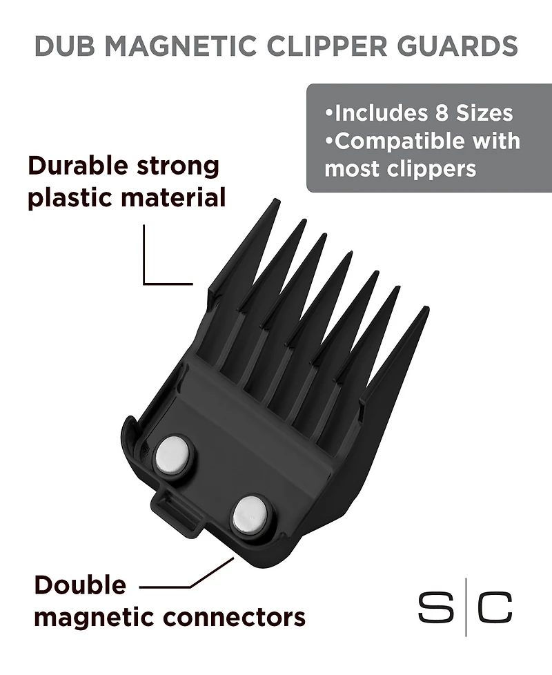 StyleCraft Professional 8-Pc. Dub Magnetic Clipper Guards Set - Black