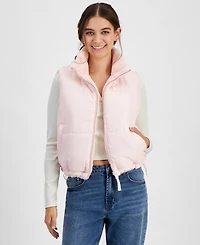 Planet Heart Juniors' Reversible Faux-Fur Zip-Front Vest