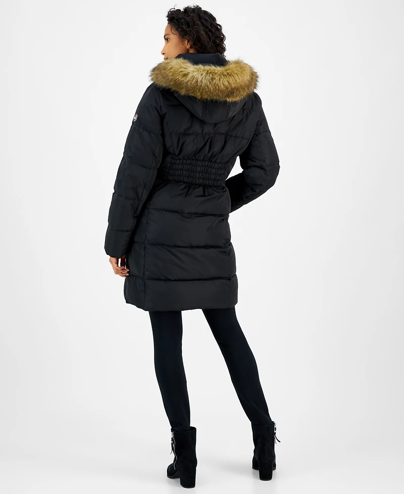 Michael Kors Petite Faux-Fur-Trim Hooded Puffer Coat, Created for Macy's