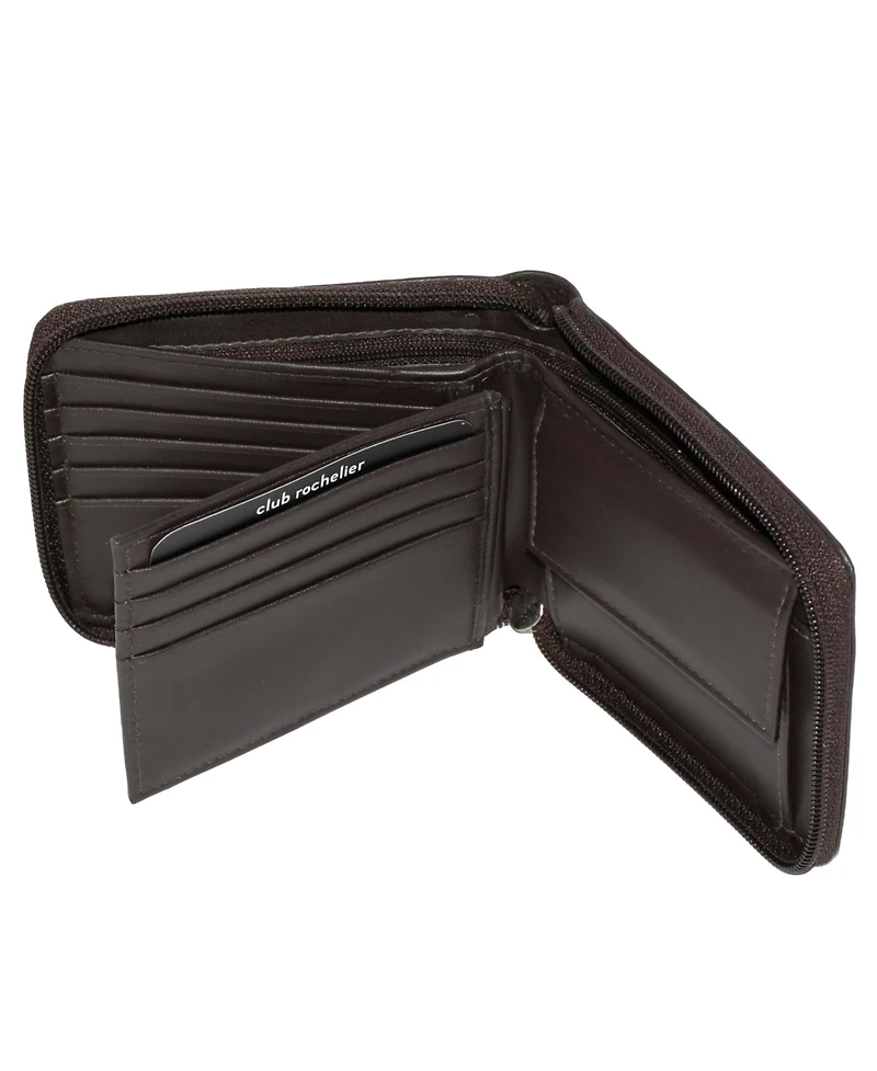 Club Rochelier Men's Zip Around Billfold Wallet