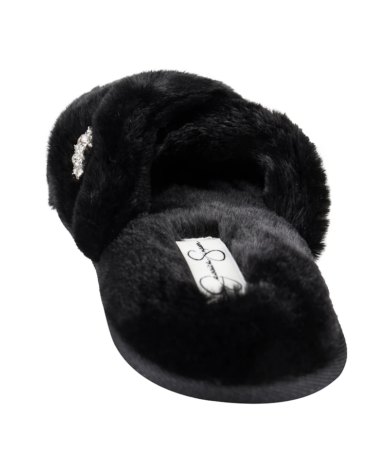 Jessica Simpson Women's Embellished Cross Band Slide Slippers