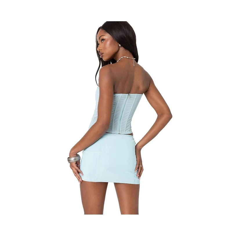 Edikted Womens Vega Sheer Mesh Corset
