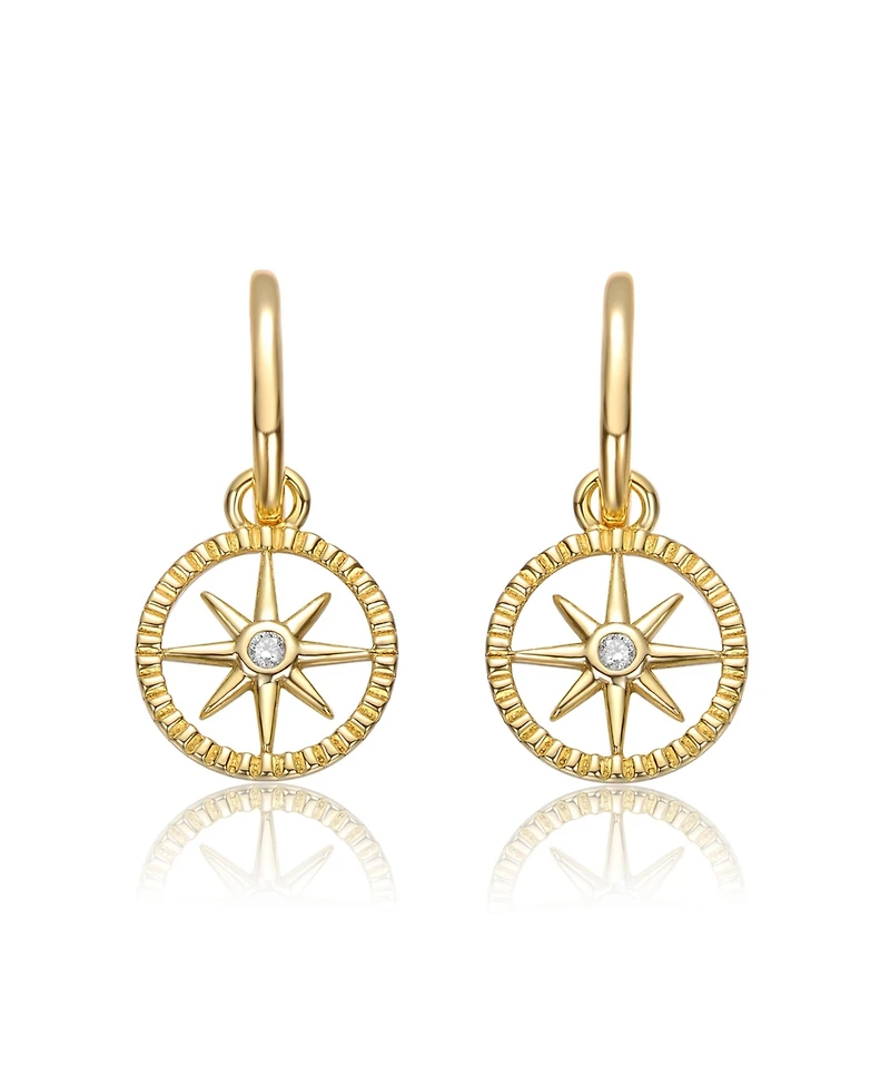GigiGirl 14K Gold Plated Cubic Zirconia Guiding Star Compass Dangle Earrings