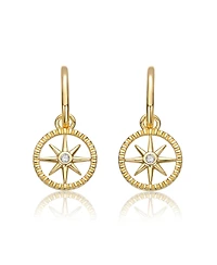 GigiGirl 14K Gold Plated Cubic Zirconia Guiding Star Compass Dangle Earrings