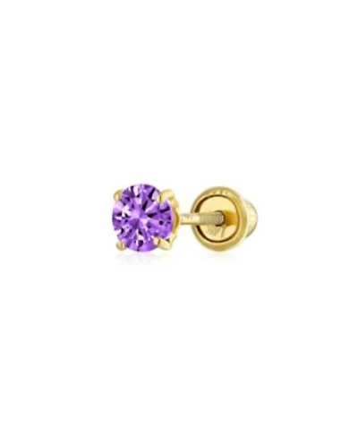 Bling Jewelry Tiny Cubic Zirconia Cz 4 Prong Helix Cartilage Ear Lobe Piercing Daith Round Solitaire 14k Real Gold 1 Piece Stud Earring Screw Back