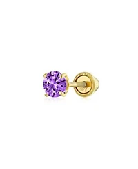 Bling Jewelry Tiny Cubic Zirconia Cz 4 Prong Helix Cartilage Ear Lobe Piercing Daith Round Solitaire 14k Real Gold 1 Piece Stud Earring Screw Back