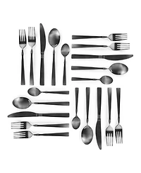 MegaChef Cravat 20 Piece Flatware Utensil Set, Stainless Steel Silverware Metal Service for 4 Matte Black