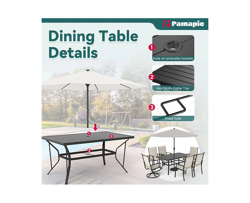 Grey 5-Piece Metal Outdoor Patio Dining Set with 4 Text Ilene Chairs and Square Table