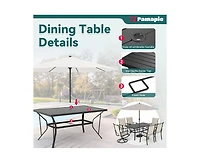 Grey 5-Piece Metal Outdoor Patio Dining Set with 4 Text Ilene Chairs and Square Table