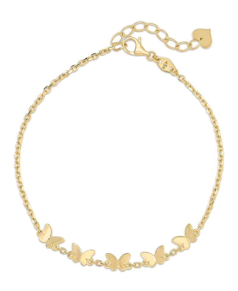 Devata Butterfly Chain Bracelet in 14K Gold, 6.5 inches adj to 7.5 inches, approx. 3 grams