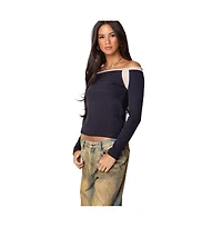 Edikted Womens Off Shoulder Thermal Top