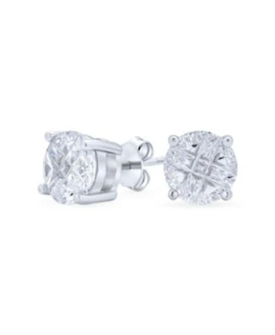 Bling Jewelry 3ct Round Solitaire Cut Cubic Zirconia Invisible Cut Stud Earrings Sterling Silver