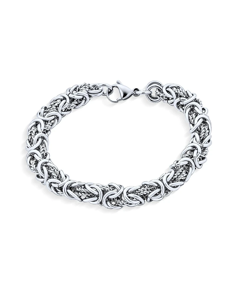 Bling Jewelry Thick Strong Biker Jewelry Hip Hop Gangster Heavy Mechanic Link Byzantine Chain Bracelet Stainless Steel 9 Inch