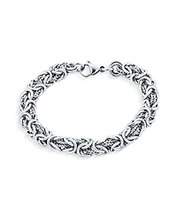 Bling Jewelry Thick Strong Biker Jewelry Hip Hop Gangster Heavy Mechanic Link Byzantine Chain Bracelet Stainless Steel 9 Inch