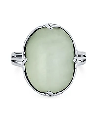 Bling Jewelry Fleur Dis Lis Large Natural Stones Filigree Oval Armor Full Finger Statement Ring Oxidized .925 Sterling Silver