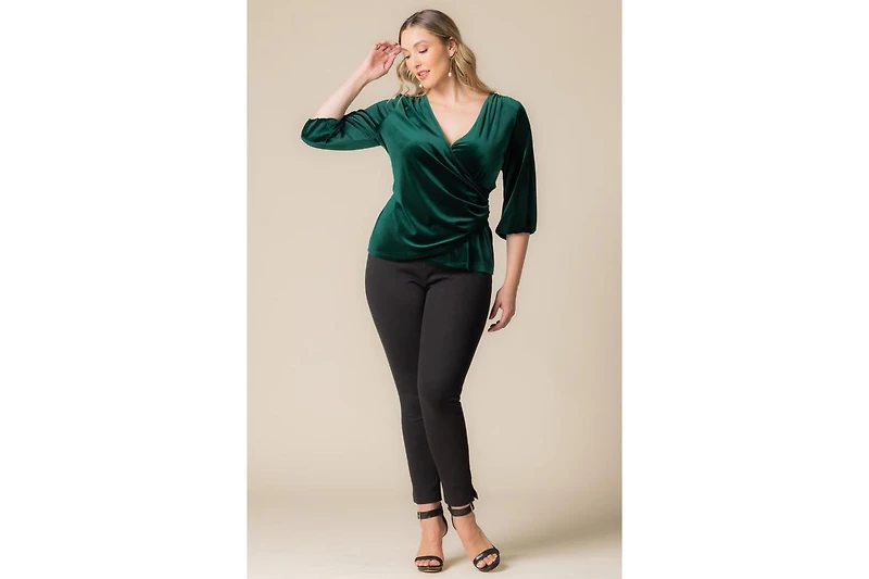 Kiyonna Plus Odette Velvet Faux Wrap Top