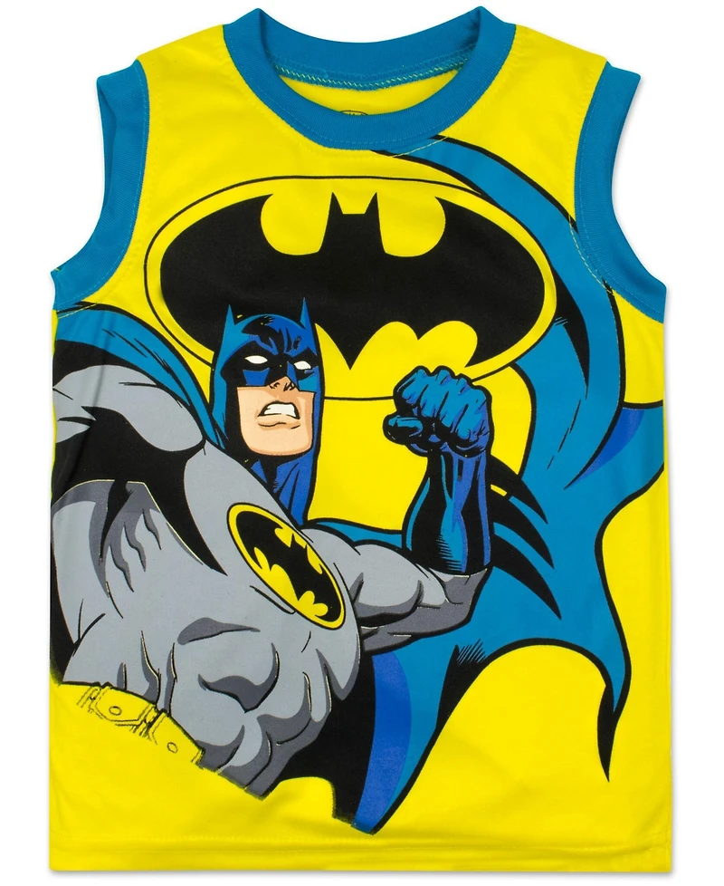 Dc Comics Little Boys Justice League Batman Graphic T-Shirt Sleeveless and Shorts 3 Piece Outfit Set to