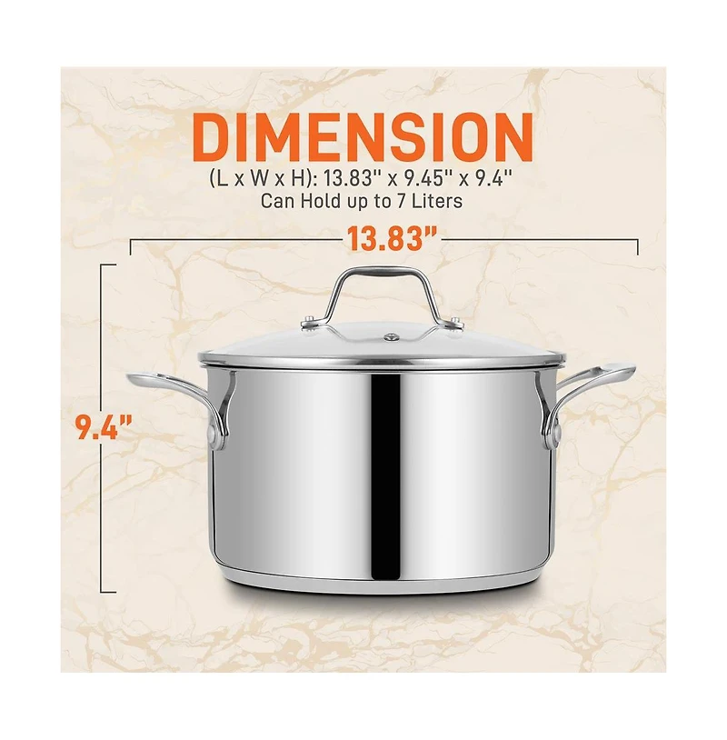 NutriChef Stainless Steel Cookware Stockpot - 8 Quart, Heavy Duty Induction Pot, Stock Pot With Lid