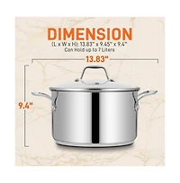 NutriChef Stainless Steel Cookware Stockpot - 8 Quart, Heavy Duty Induction Pot, Stock Pot With Lid
