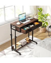 Tribesigns Portable Desk with Drawers, Mobile Laptop Wheels, Couch Sofa Side Table Bed Desk, Small Standing for Home Office